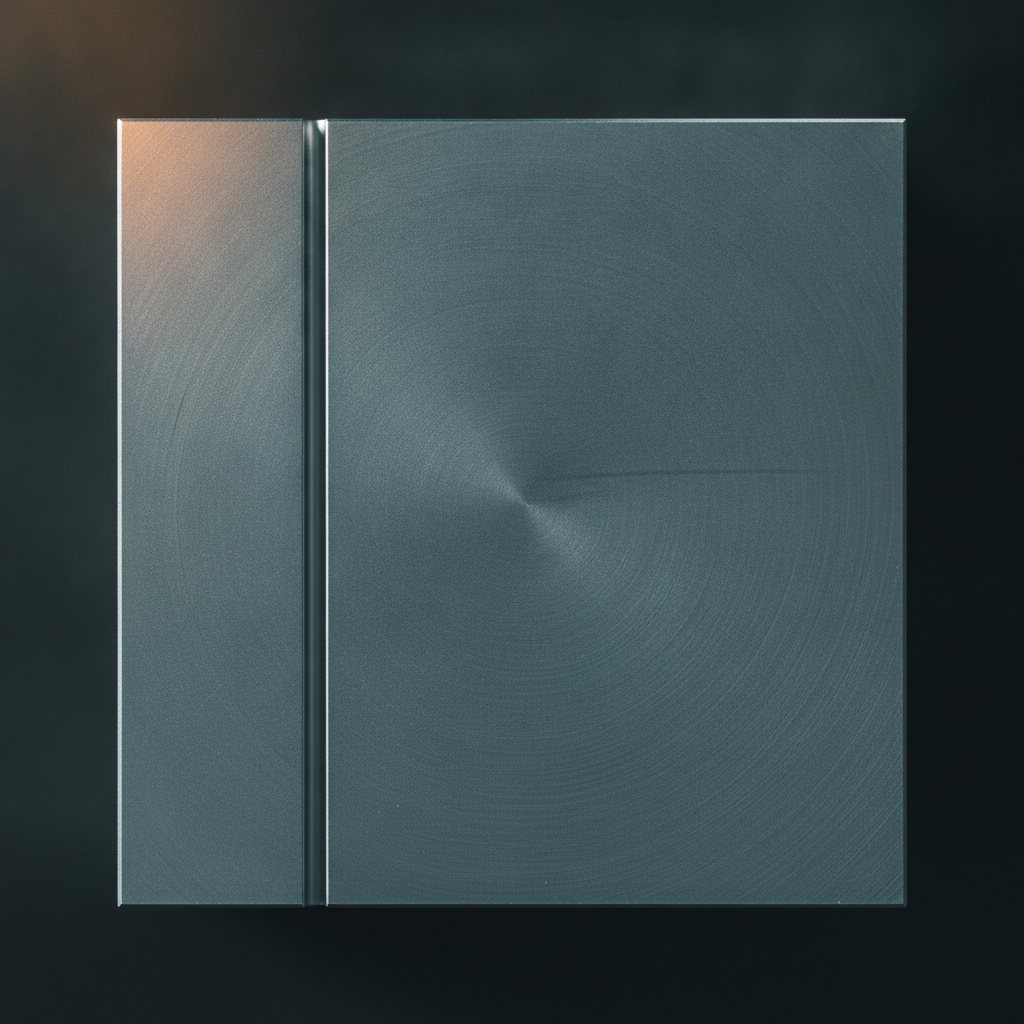 Tight macro of a machined, bead-blasted anodised aluminium block with a single milled vertical channel running down it left of centre; raking side light picking up the tool marks, dark neutral background, shot square-on. No text, no branding, no screens.
